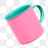 Coffee mug png sticker, pink aesthetic design, transparent background