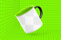 Coffee mug png transparent mockup, colorful background design