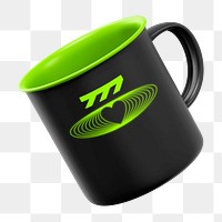 Coffee mug png sticker, green Y2K retro design, transparent background