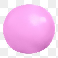 3D ball png pastel pink round sticker, shape collage element, transparent background