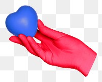 Hand holding png heart sticker, transparent background