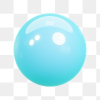 3D ball png blue round sticker, shape collage element, transparent background