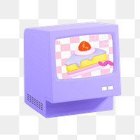 3D retro computer png sticker, transparent background