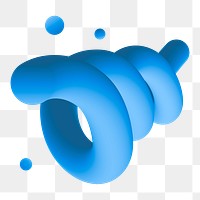 3D fluid shape png sticker, blue abstract design, transparent background