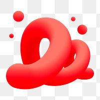 3D fluid shape png sticker, red abstract design, transparent background