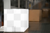 Shipping box mockup png transparent design