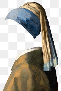 Png Girl with a Pearl Earring, Johannes Vermeer's famous artwork on transparent background, remastered by rawpixel