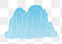 Blue mountain png sticker, nature illustration, transparent background