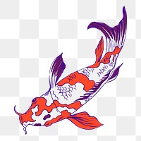 Koi fish png sticker, vintage Japanese animal illustration, transparent background