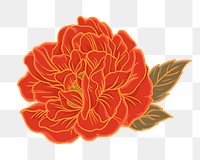 Vintage peony png aesthetic Japanese ukiyo-e remixed sticker, transparent background