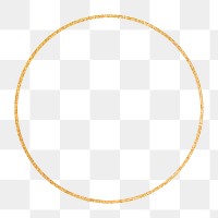 Gold glittery circle png frame, line art design, transparent background