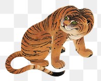 Matsui Keichū's png tiger, Japanese animal illustration, transparent background. Original public domain image. Digitally enhanced by rawpixel.