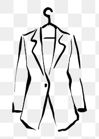 Women's blazer png sticker, drawing illustration, transparent background