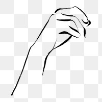 Hand picking up png sticker, drawing illustration, transparent background