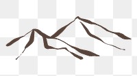 Mountain png sticker, ink brush design on transparent background