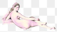 Nude woman png sticker, vintage illustration, transparent background