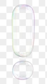 Exclamation mark symbol png sticker, 3D transparent holographic bubble