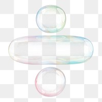 Division sign symbol png sticker, 3D transparent holographic bubble