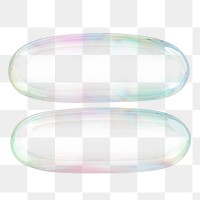 Equals sign symbol png sticker, 3D transparent holographic bubble