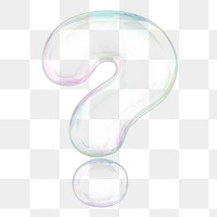 Question mark symbol png sticker, 3D transparent holographic bubble