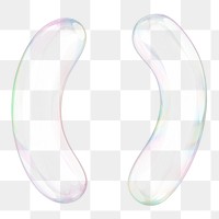 Parentheses bracket symbol png sticker, 3D transparent holographic bubble