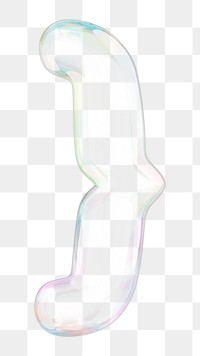 Curly bracket symbol png sticker, 3D transparent holographic bubble