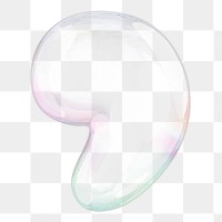 Comma mark png sticker, 3D transparent holographic bubble