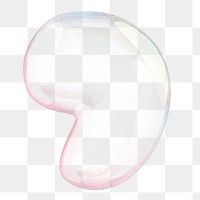Apostrophe mark png sticker, 3D transparent holographic bubble