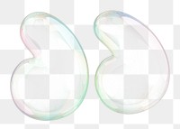 Quotation mark png sticker, 3D transparent holographic bubble
