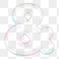 Ampersand sign png sticker, 3D transparent holographic bubble
