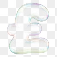 British pound sign png sticker, 3D transparent holographic bubble