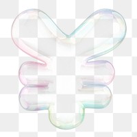 Japanese yen sign png sticker, 3D transparent holographic bubble