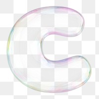 C png letter sticker, 3D transparent holographic bubble