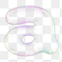 a png letter sticker, 3D transparent holographic bubble