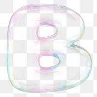 B png letter sticker, 3D transparent holographic bubble