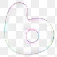 b png letter sticker, 3D transparent holographic bubble