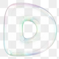 D png letter sticker, 3D transparent holographic bubble