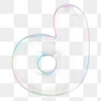 d png letter sticker, 3D transparent holographic bubble