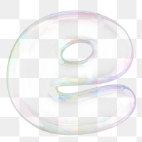 e png letter sticker, 3D transparent holographic bubble