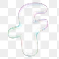 f png letter sticker, 3D transparent holographic bubble