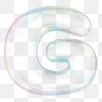 G png letter sticker, 3D transparent holographic bubble