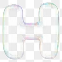 H png letter sticker, 3D transparent holographic bubble