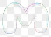 M png letter sticker, 3D transparent holographic bubble