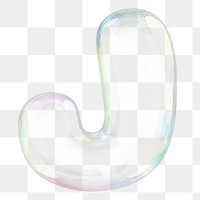 J png letter sticker, 3D transparent holographic bubble
