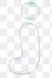 j png letter sticker, 3D transparent holographic bubble