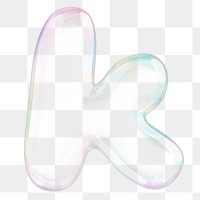 k png letter sticker, 3D transparent holographic bubble