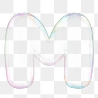 M png letter sticker, 3D transparent holographic bubble