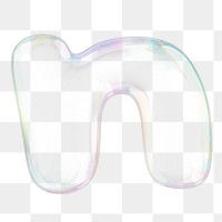 n png letter sticker, 3D transparent holographic bubble