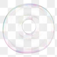 O png letter sticker, 3D transparent holographic bubble