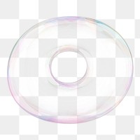 O png letter sticker, 3D transparent holographic bubble